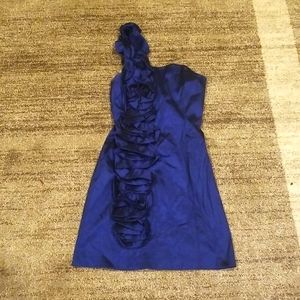 One shoulder blue dress